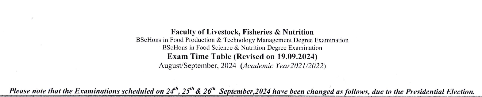 Exam Time Table (Revised on 19,09,2024 )